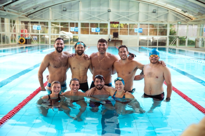נבחרת הספורטאים באימון הבכורה לקראת צליחת ספידו בכנרת. צילום: רונית כהן