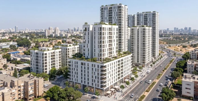 הדמיית פרויקט "השופטים" המתוכנן בכניסה לקריית גת | צילום: מידר