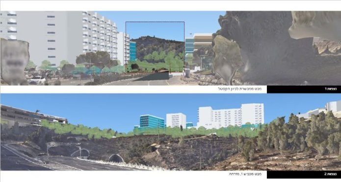 הדמיות של המתחם המתוכנן בצמוד לכביש 1. הדמיה: כהן-וינד ושות' אדריכלות ותכנון ערים