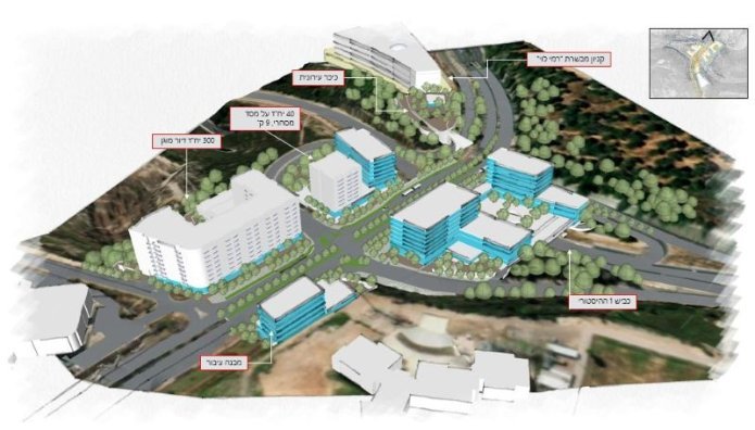 מבט על המתחם המתוכנן וסביבתו. הדמיה: כהן-וינד ושות' אדריכלות ותכנון ערים