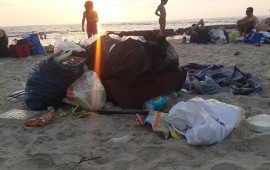 מראש הנקרה ועד אילת: מבצע לאכיפת שמירת הניקיון בחופים פסולת בחוף מכמורת, צילום: פרד ארזואן